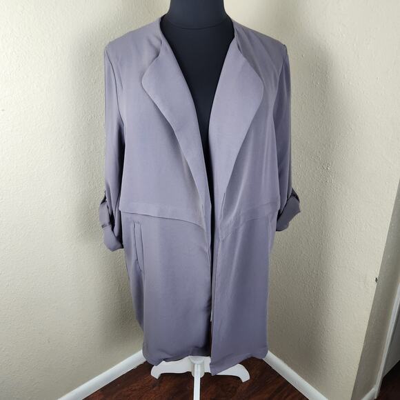 Philosophy Longline Open Front Jacket Lightweight Blazer Roll Up Sleeves 2X - Picture 6 of 10